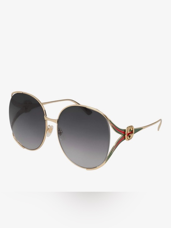 Gucci Accessories - Gucci Gold Frame Sunglasses with Gray Lenses and Green-Red Temple Accents